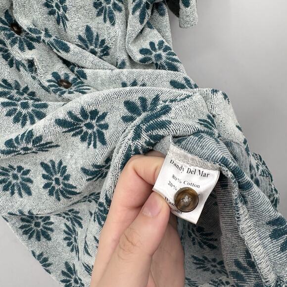 Dandy Del Mar Terry Cloth Shirt Men Large Tropez Floral Button Up Vacation Beach - Picture 6 of 7